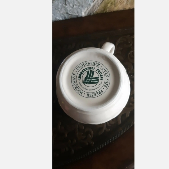 Longaberger POTTERY Woven Traditions  heritage green JUG PITCHER green trim 6" - Picture 5 of 7